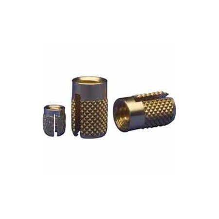 E-Z Lok Press Insert, M4-0.70 Int Thrd Sz, 8 mm L, Brass, 25 PK 240-M4-BR